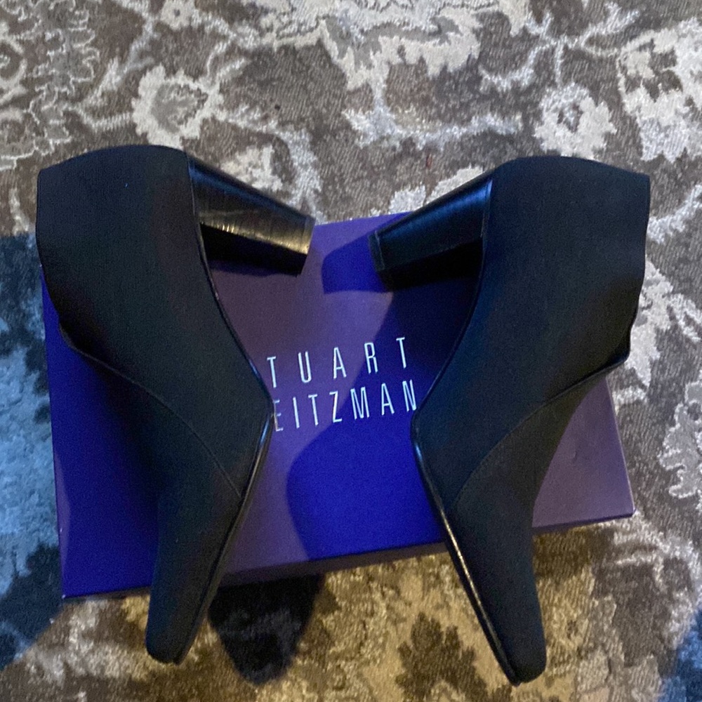 Stuart Weitzman Black Elasticized Fabric Shoe Boo… - image 3
